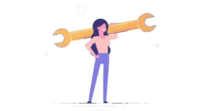 Figura de mulher carregando ferramenta
