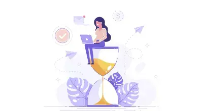 Mulher trabalhando sentada em taça de vinho com laptop